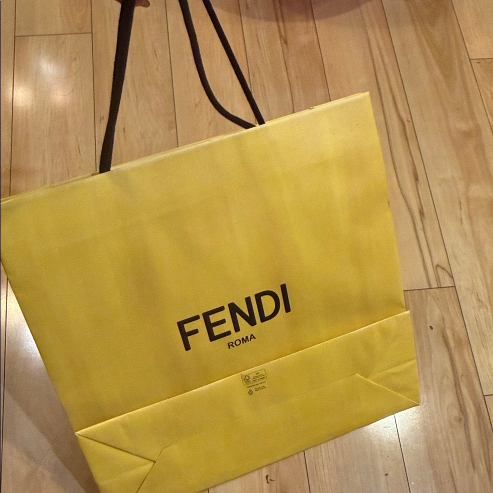 Fendi Yellow Logo Shopping Bag with Black Handles